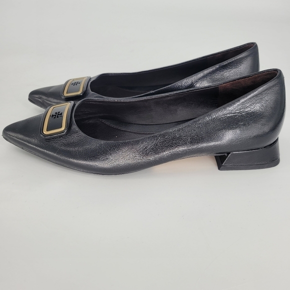tory burch black Georgia Pointed Toe Flats slip ons loafers size 8.5 - Picture 3 of 11